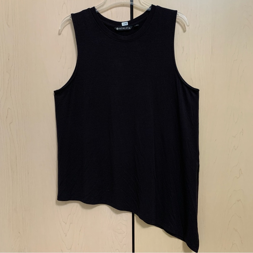 ATHLETA Women's Cloudlight Asymmetrical‎ Side Tie Tank Top Black Size L